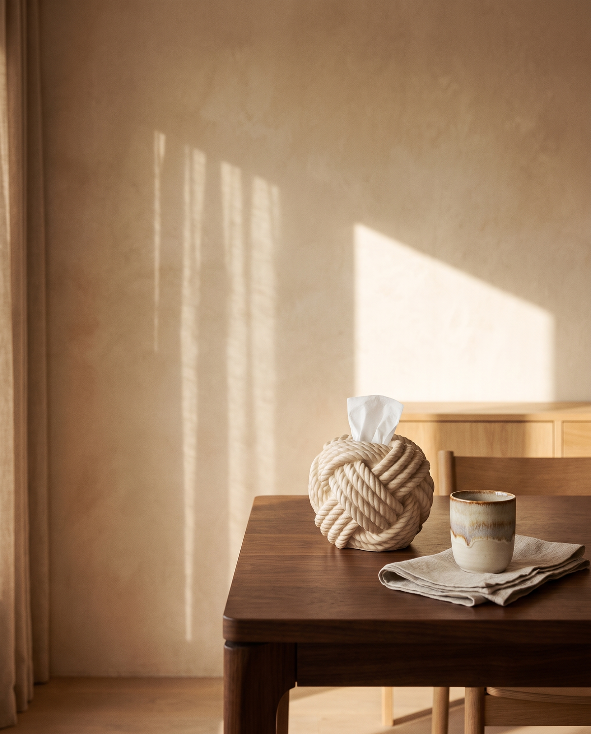 Rope Knot Tissue Box Cover, Cream – in the room