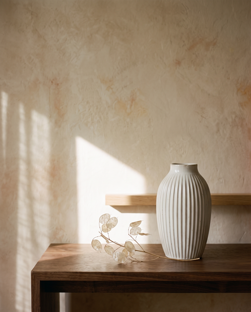 9 in Ribbed White Porcelain Vase – in the room