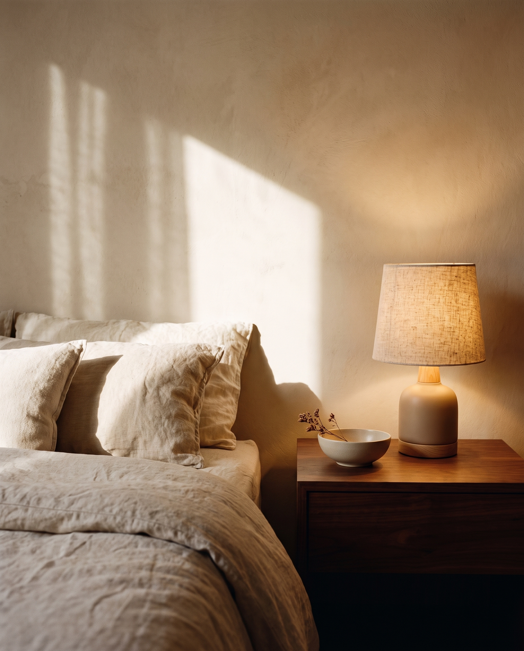 Cordless LED Table Lamp with Fabric Shade – in the room