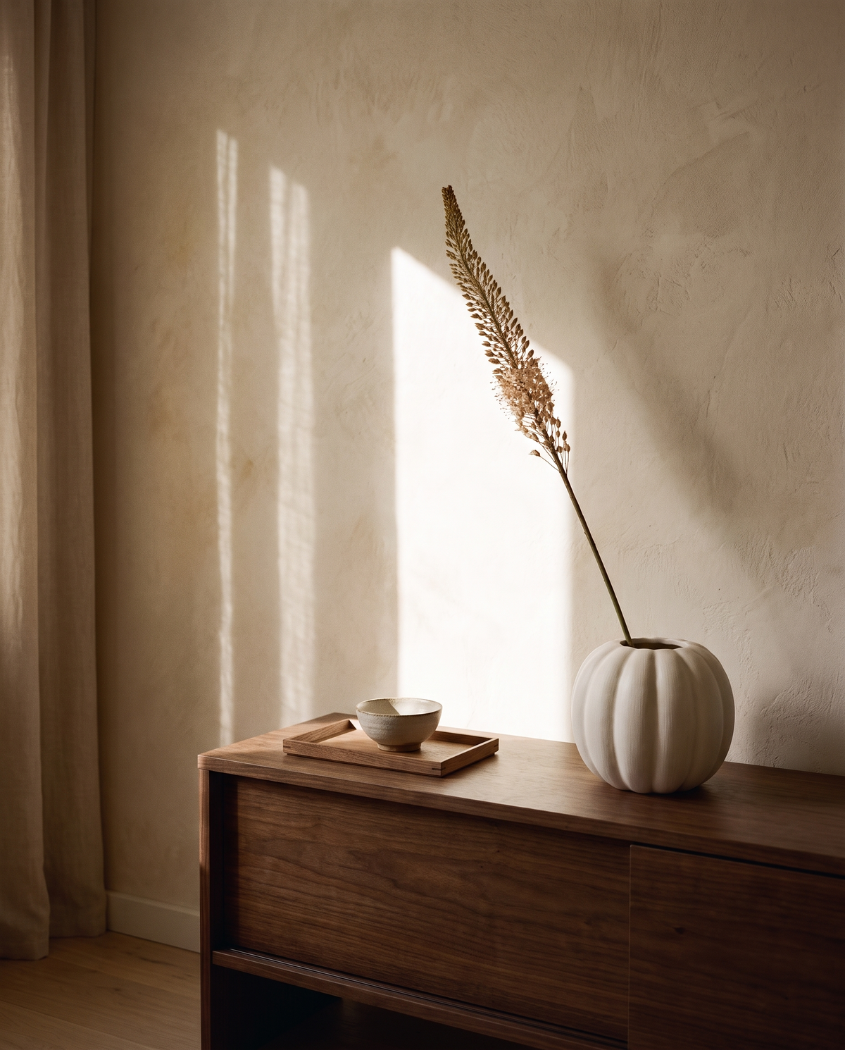 Pumpkin Ribbed Ceramic Vase 7 in – in the room