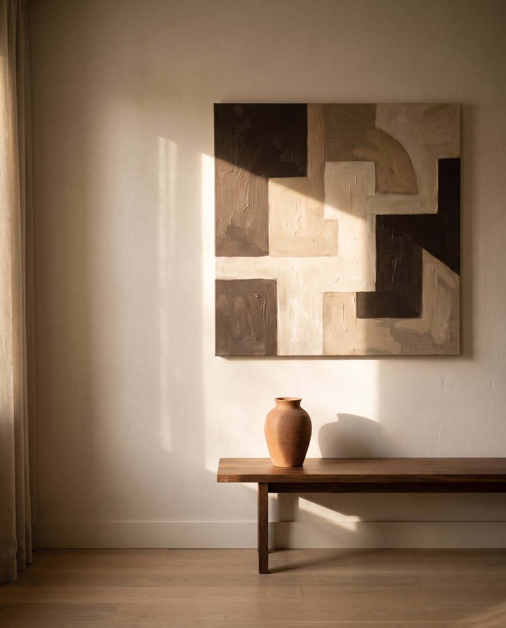 Large Abstract Geometric Painting – in the room