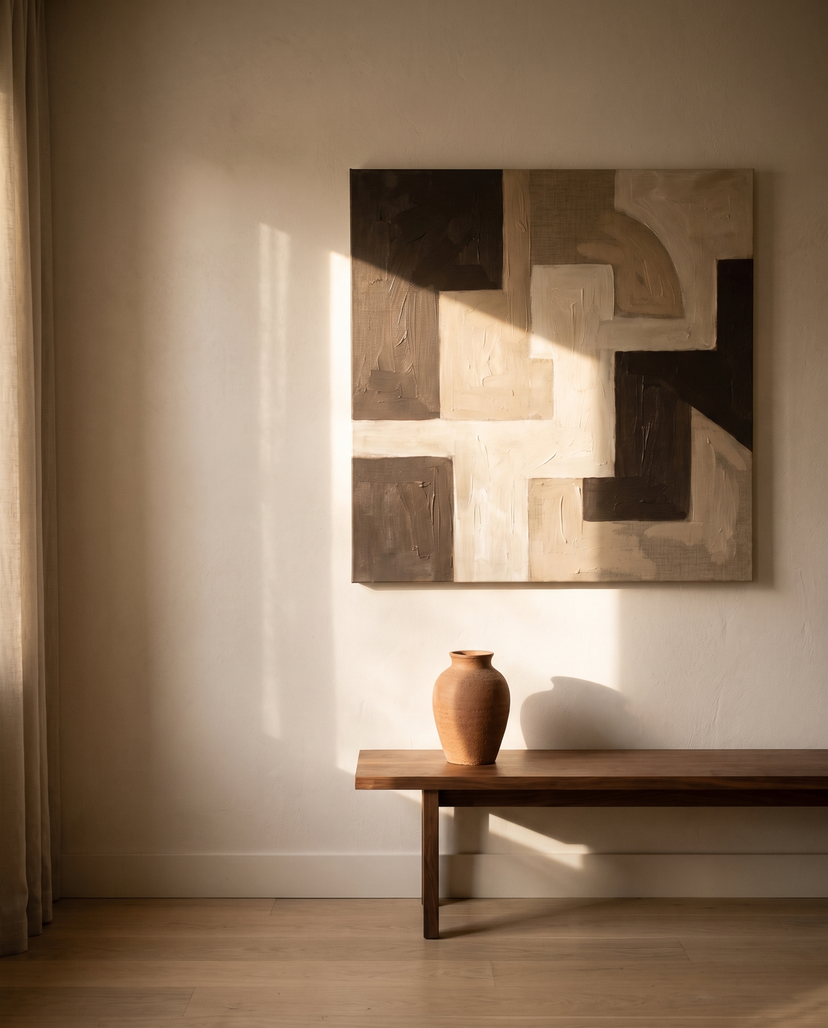 Large Abstract Geometric Painting – in the room