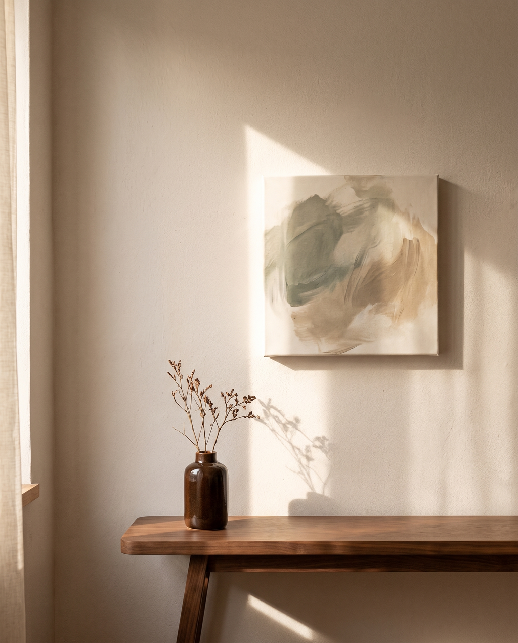 Hand-Painted Style Abstract Minimalist Canvas – in the room