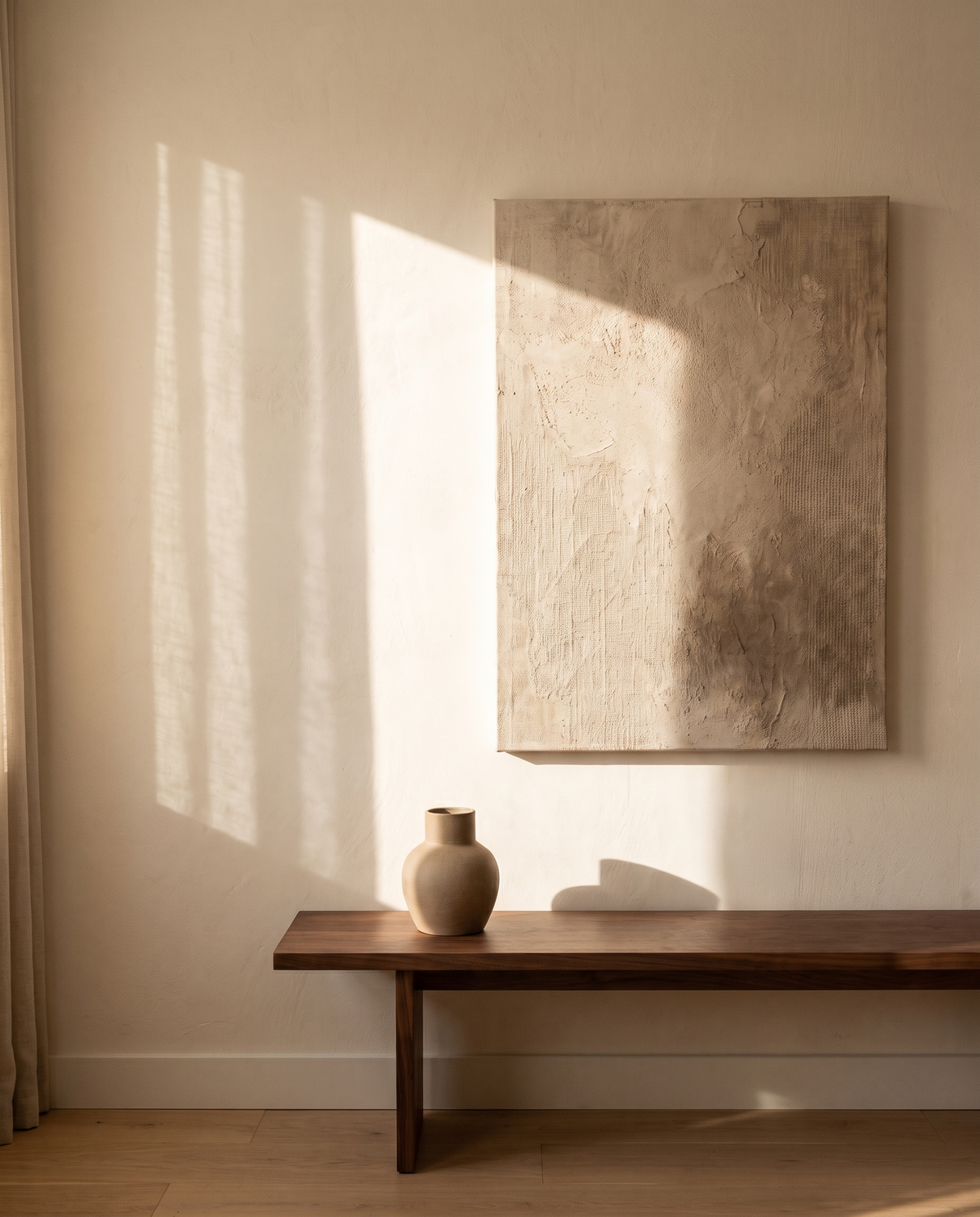 Large Beige Texture Abstract Canvas – in the room